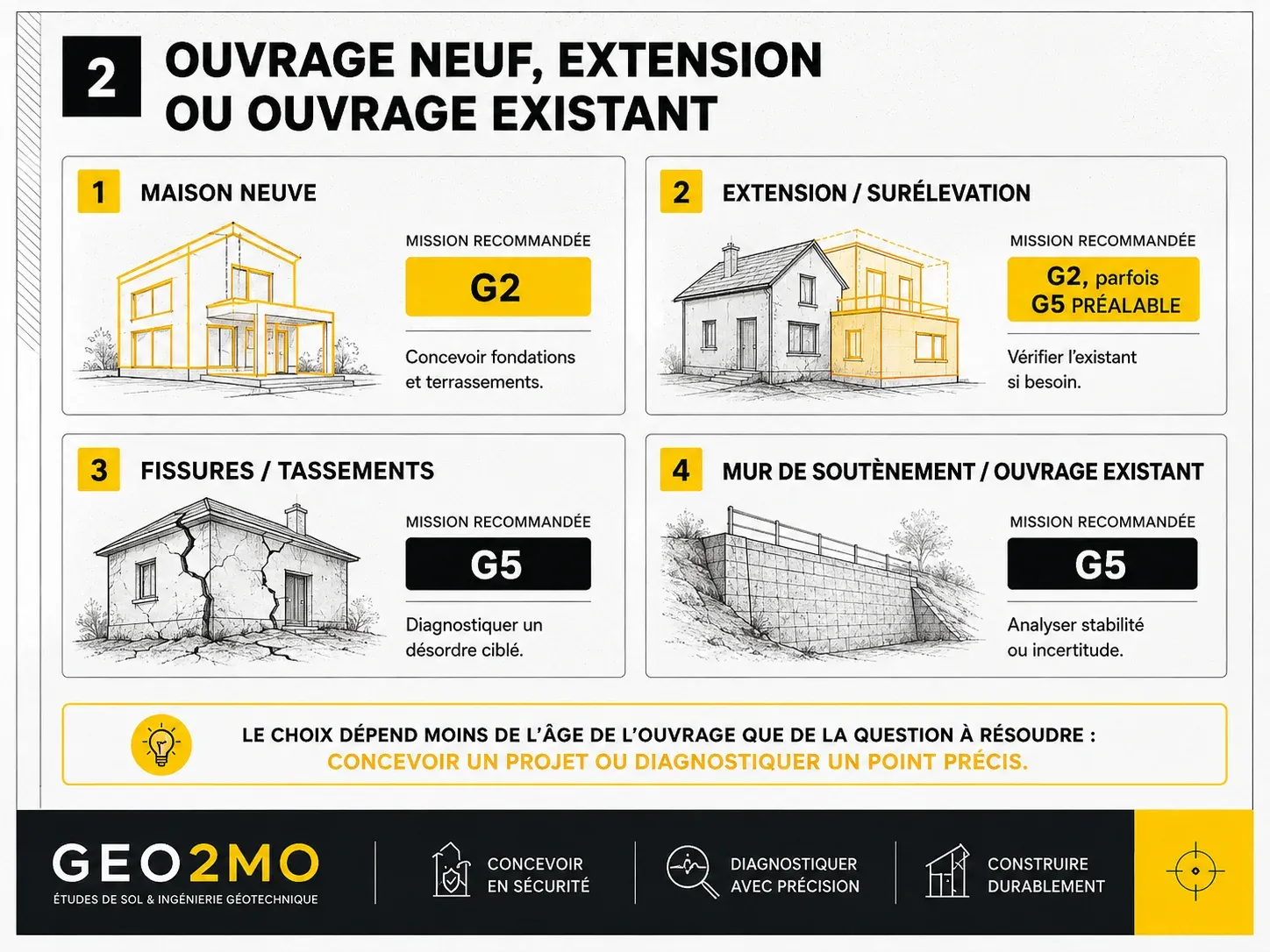 Choix entre G2 et G5 pour une maison neuve, une extension ou un ouvrage existant
